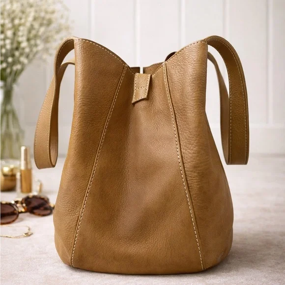 Naturalizer Tan Soft Leather Hobo Bag | Roomy Lined Interior - Picture 5 of 8
